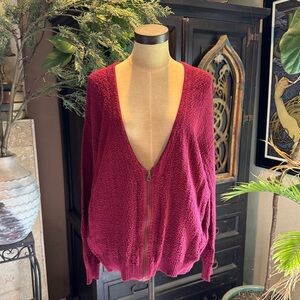 Urban Outfitters Cherry Zipped vneck cardigan sweater pockets